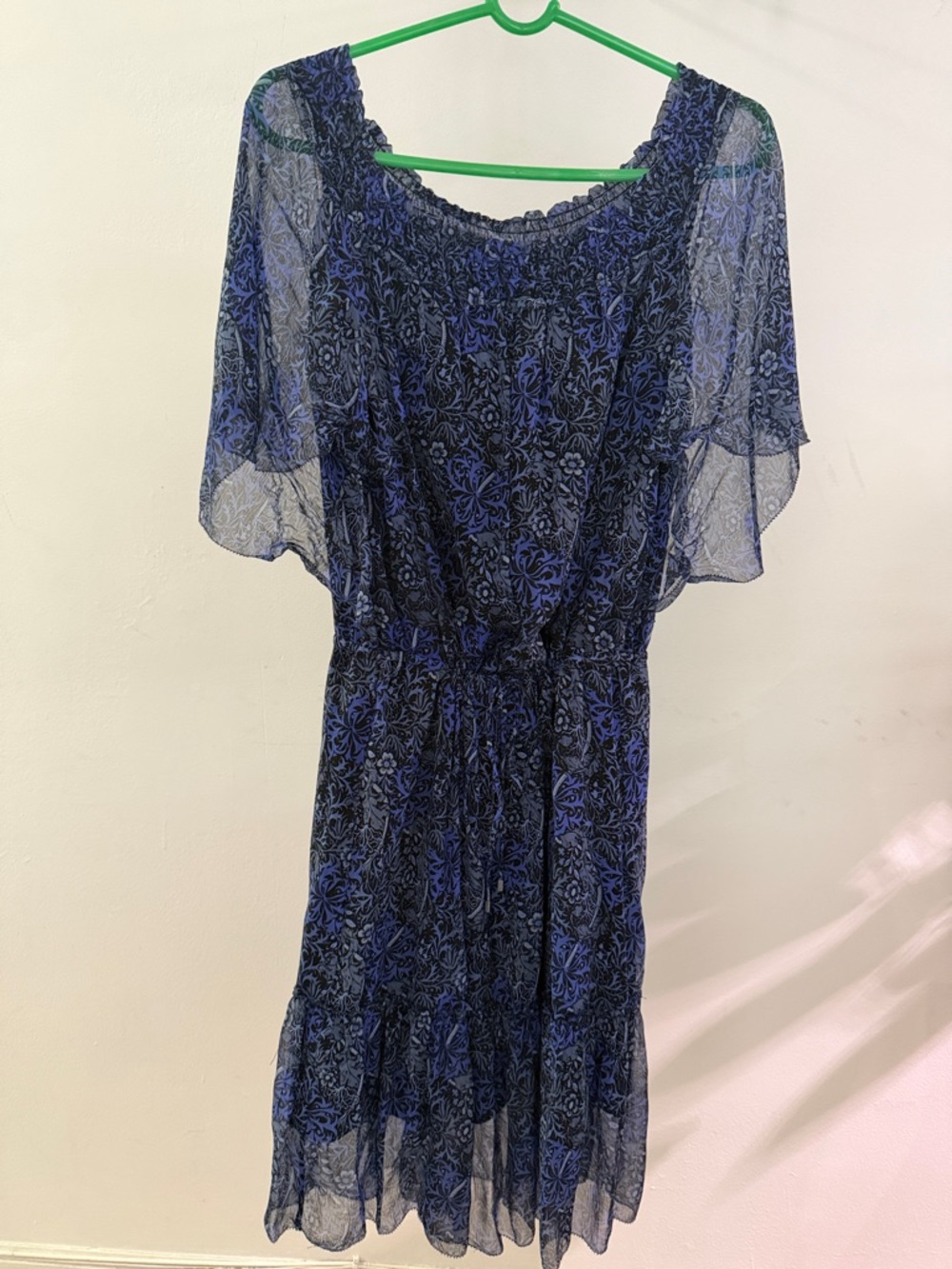 Elie Tahari Navy and Black Floral Midi Dress
